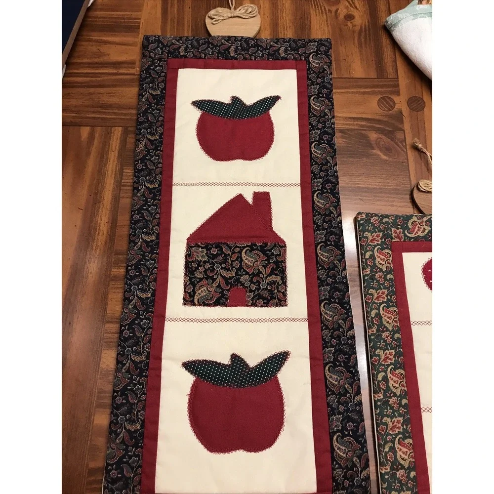 fabric applique country Wall Hangings Apples Hearts
